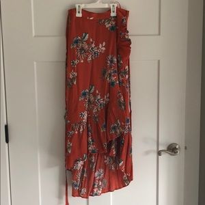 Wrap skirt. Burnt orange and floral